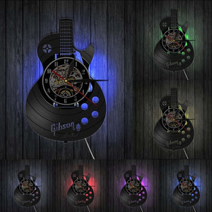 Electric Gibson Les Paul Style Guitar Wall Clock NEON Light