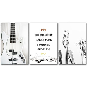 Black And White Painting Guitar Canvas Art