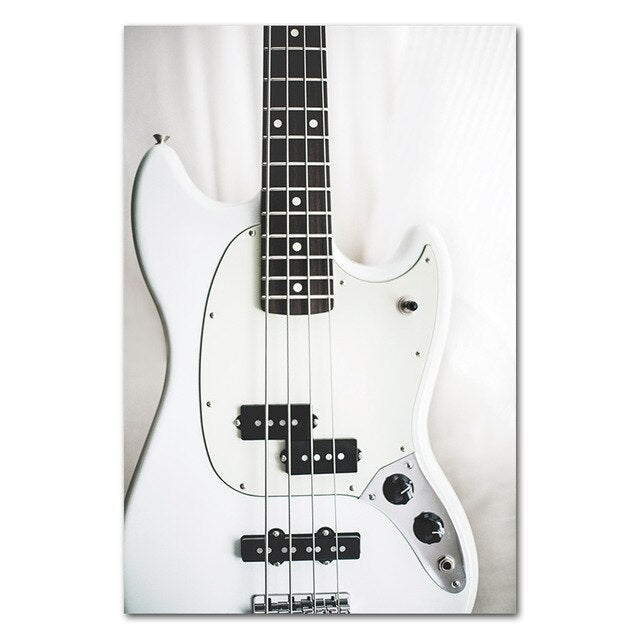 Black And White Painting Guitar Canvas Art