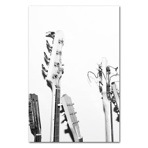 Black And White Painting Guitar Canvas Art