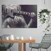 Black & White Women Model Blonde Tattoo Guitar