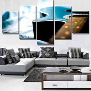 5 Piece Canvas Art Blue Guitar