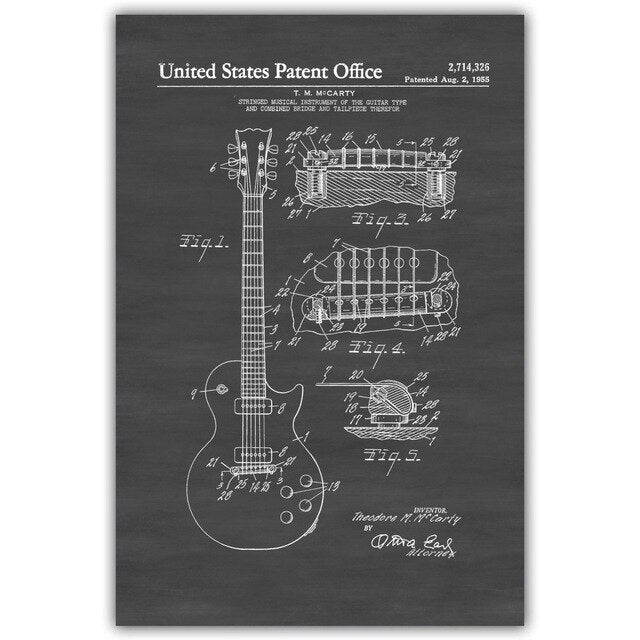 Electric Guitar Fender Amplifier Fender Bass Tremolo Blueprint Canvas