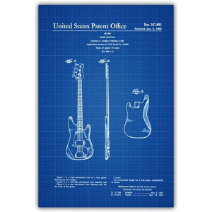 Electric Guitar Fender Amplifier Fender Bass Tremolo Blueprint Canvas