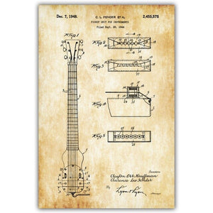 Electric Guitar Fender Amplifier Fender Bass Tremolo Blueprint Canvas