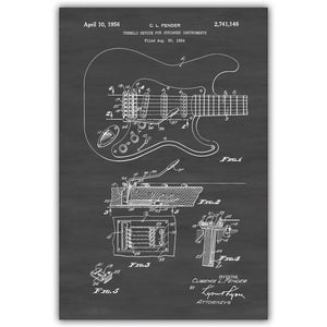 Electric Guitar Fender Amplifier Fender Bass Tremolo Blueprint Canvas