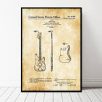 Fender Bass Guitar Patent Art Canvas Poster