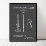 Fender Bass Guitar Patent Art Canvas Poster