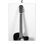 Nude Girl Guitar Quotes Black White Wall Art Canvas Painting