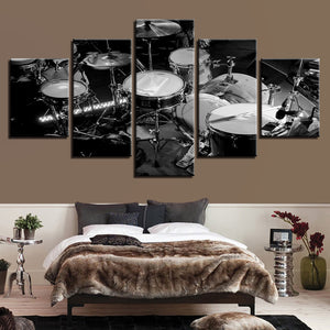 5 Pieces Black & White Drum Kit Canvas