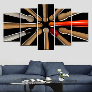 5 Pieces Canvas Wooden Drumsticks Painting