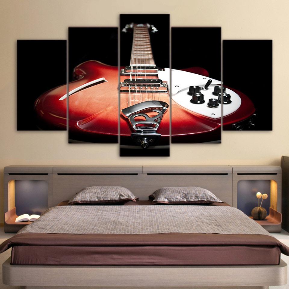 Vintage Guitar Poster Wall Art Frame Modular Canvas