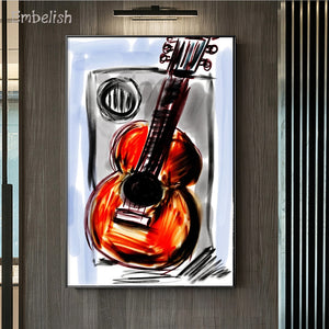 Embelish 1 Pieces Watercolor Guitar Canvas