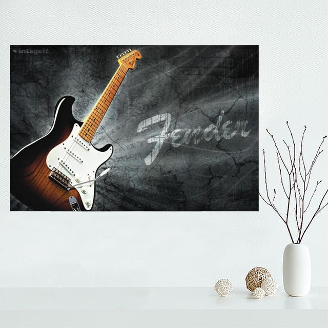 Custom Guitar canvas painting poster Cloth Print