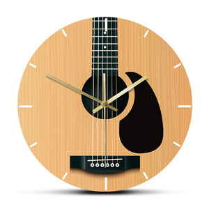 Acoustic Guitar Wall Clock, Silent Wall Watch