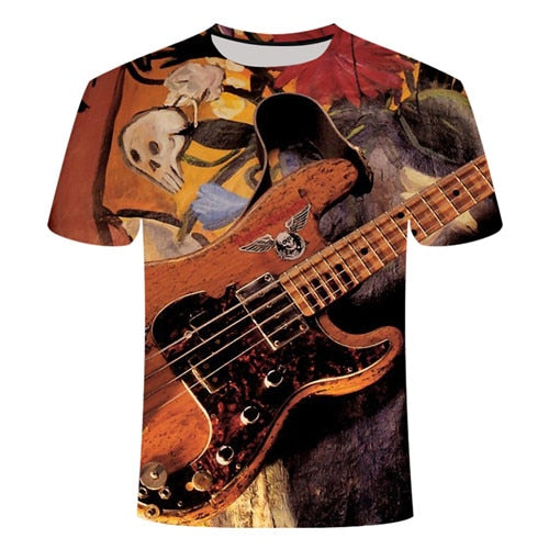 Rock n' Roll Drums Printed 3D T-Shirt