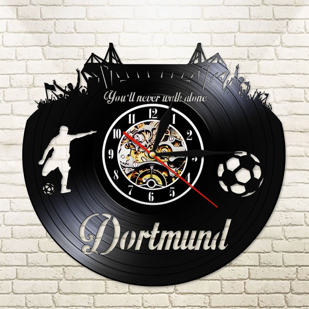 German Dortmund City Skyline Vinyl LP Record Wall LED Clock