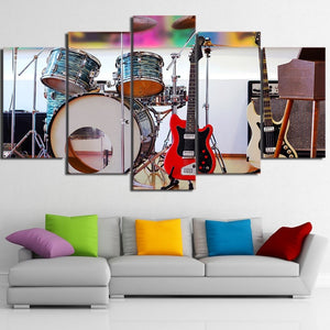 5 Pieces Musical Instruments Guitar Canvas Art Pictures