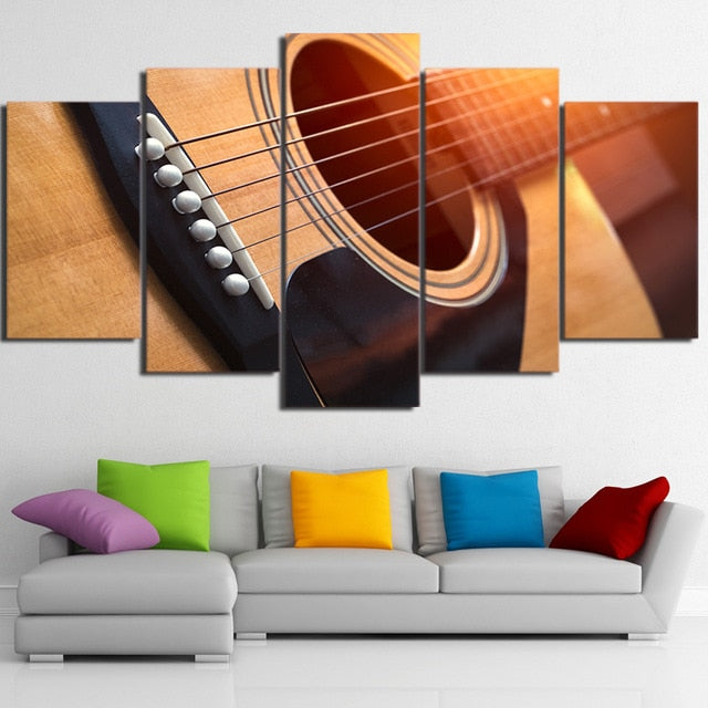 5 Pieces Musical Instruments Guitar Canvas Art Pictures