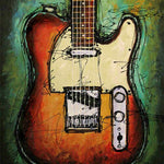 Still life guitar scenery canvas oil painting