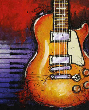 Still life guitar scenery canvas oil painting