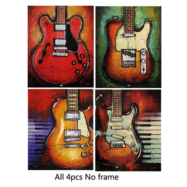 Still life guitar scenery canvas oil painting