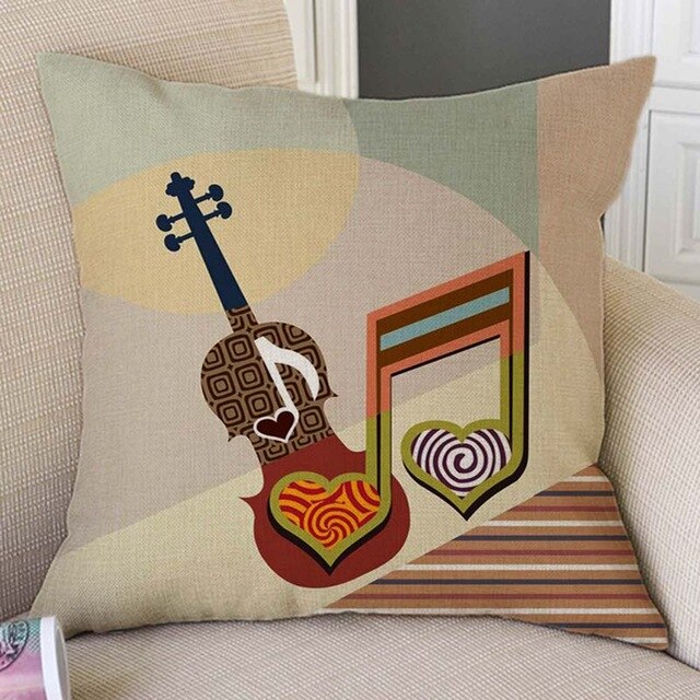 Music Notes Musical Instruments Pillow Case Cushion Cover