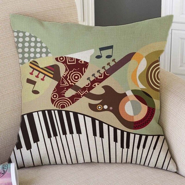 Music Notes Musical Instruments Pillow Case Cushion Cover