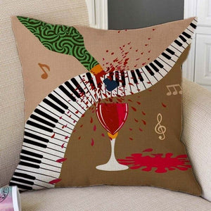 Music Notes Musical Instruments Pillow Case Cushion Cover