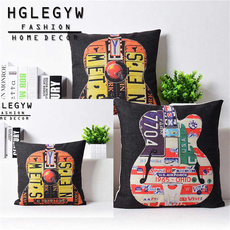 Pillow Case Cotton Linen Covers Guitar