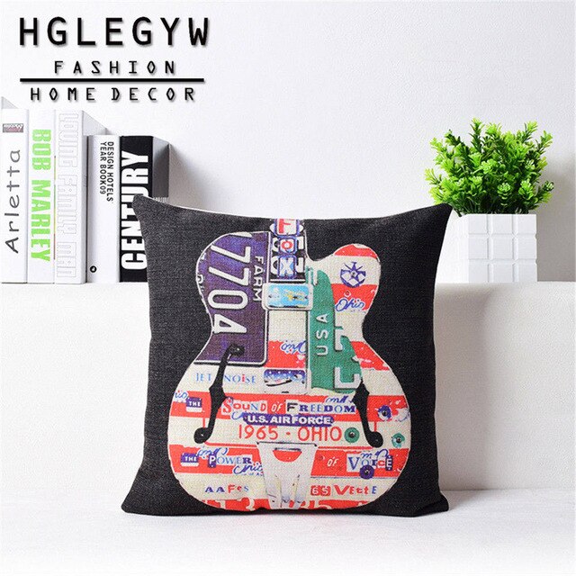 Pillow Case Cotton Linen Covers Guitar