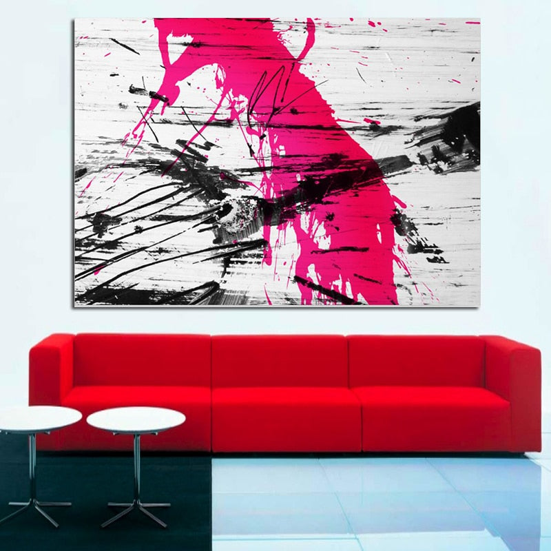 Graffiti Guitar Art Red Modern Abstract Painting