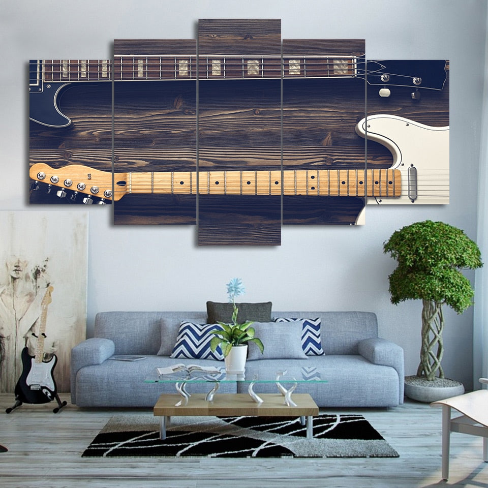 5 Panel Two Guitar Canvas