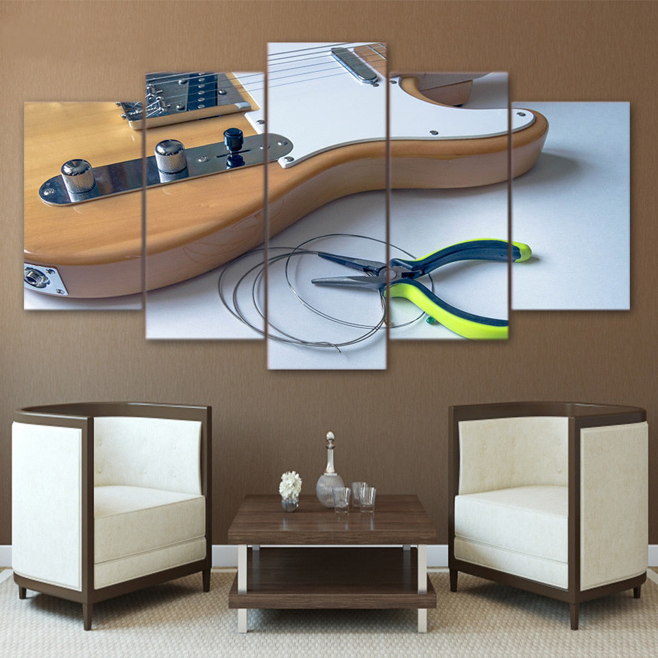 5 Piece Canvas Wooden Guitar String Painting