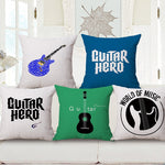 Cotton Linen Sofa Cushion Pillow Case Cover Square Guitar Art Pattern