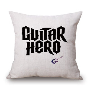 Cotton Linen Sofa Cushion Pillow Case Cover Square Guitar Art Pattern