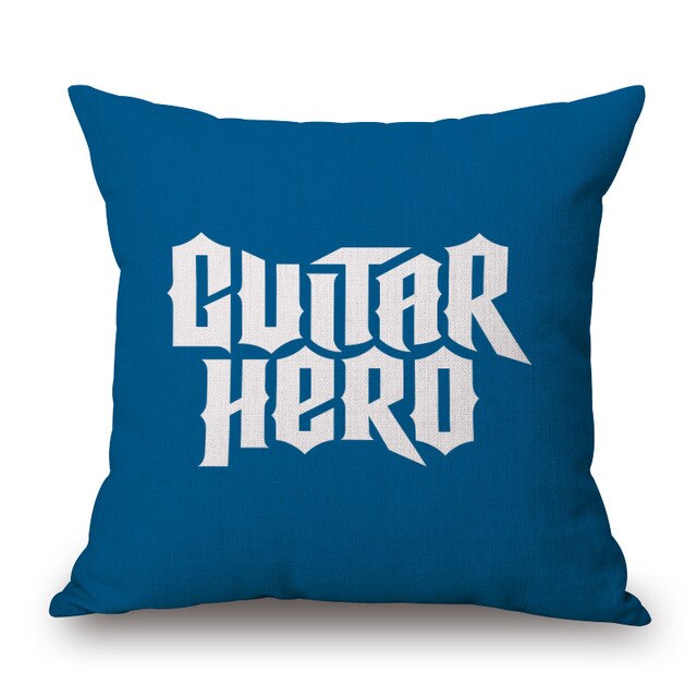 Cotton Linen Sofa Cushion Pillow Case Cover Square Guitar Art Pattern