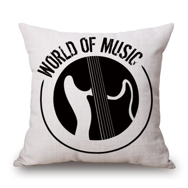 Cotton Linen Sofa Cushion Pillow Case Cover Square Guitar Art Pattern