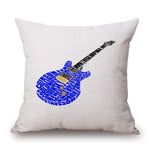 Cotton Linen Sofa Cushion Pillow Case Cover Square Guitar Art Pattern