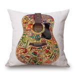 Cotton Linen Sofa Cushion Pillow Case Cover Square Guitar Art Pattern