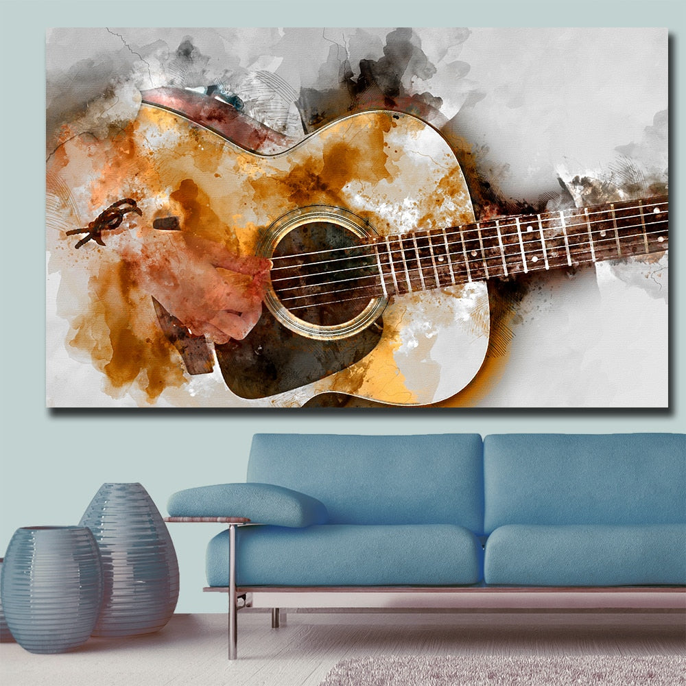 Printing The Melody Of The Guitar Abstract Art Wall Art