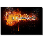 Electric Flame Guitar Oil painting On Canvas Wall Art