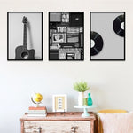 Nordic Canvas Painting Vintage Music Guitar Poster Print