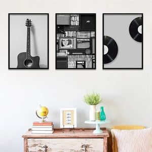Nordic Canvas Painting Vintage Music Guitar Poster Print