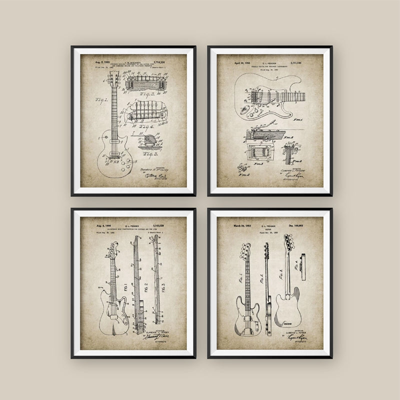 Electric Guitar Patent Vintage Poster Prints