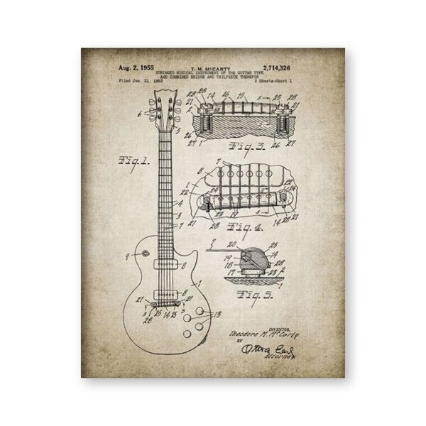 Electric Guitar Patent Vintage Poster Prints