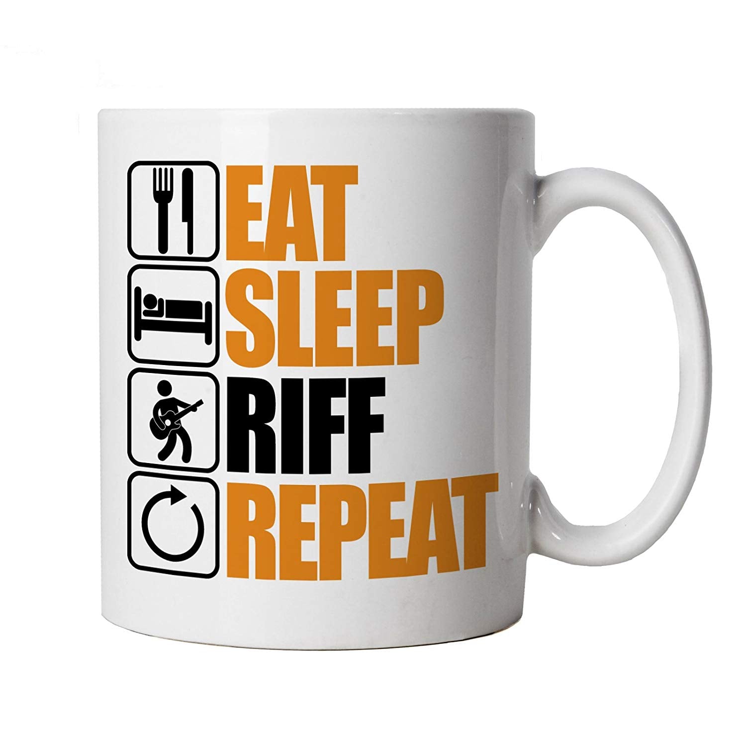 Eat Sleep Riff Repeat Guitar Mug.