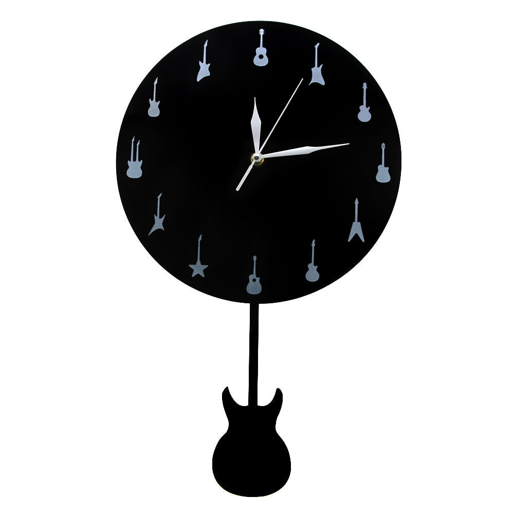 Guitar Wall Clock Swinging Guitar Pendulum