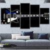 5 Pieces Guitar Black Vector Diagram Paintings Framed